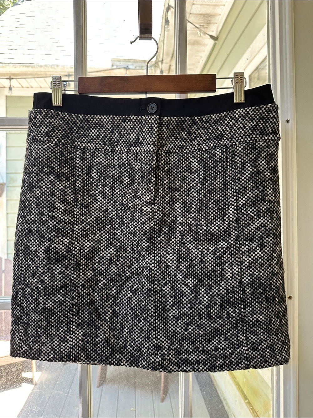 LOFT Black and White Textured Mini Skirt